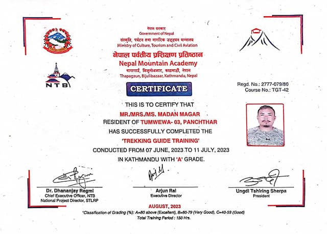 trekking-certificate-madan
